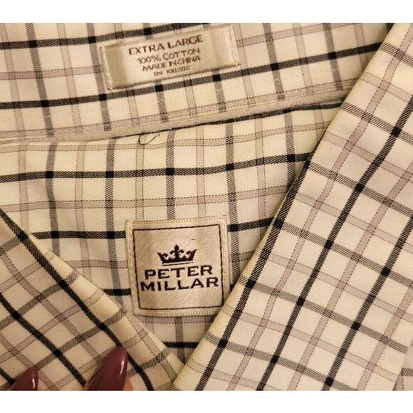 Peter Millar Crown Crafted Men’s Button-Down Shirt – XL – White/Gray Check – EUC - Picture 4 of 8